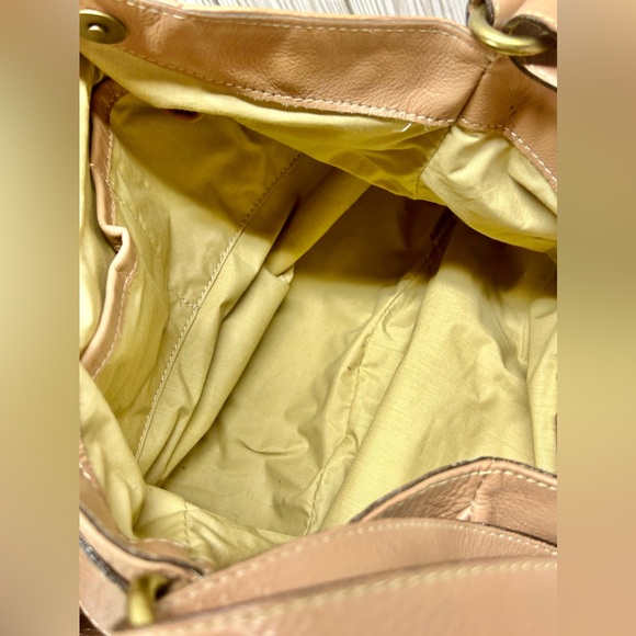 Toscani Italian Leather Handbag Purse Double Handle Pink Tan 14.5" x 17" - Picture 9 of 11